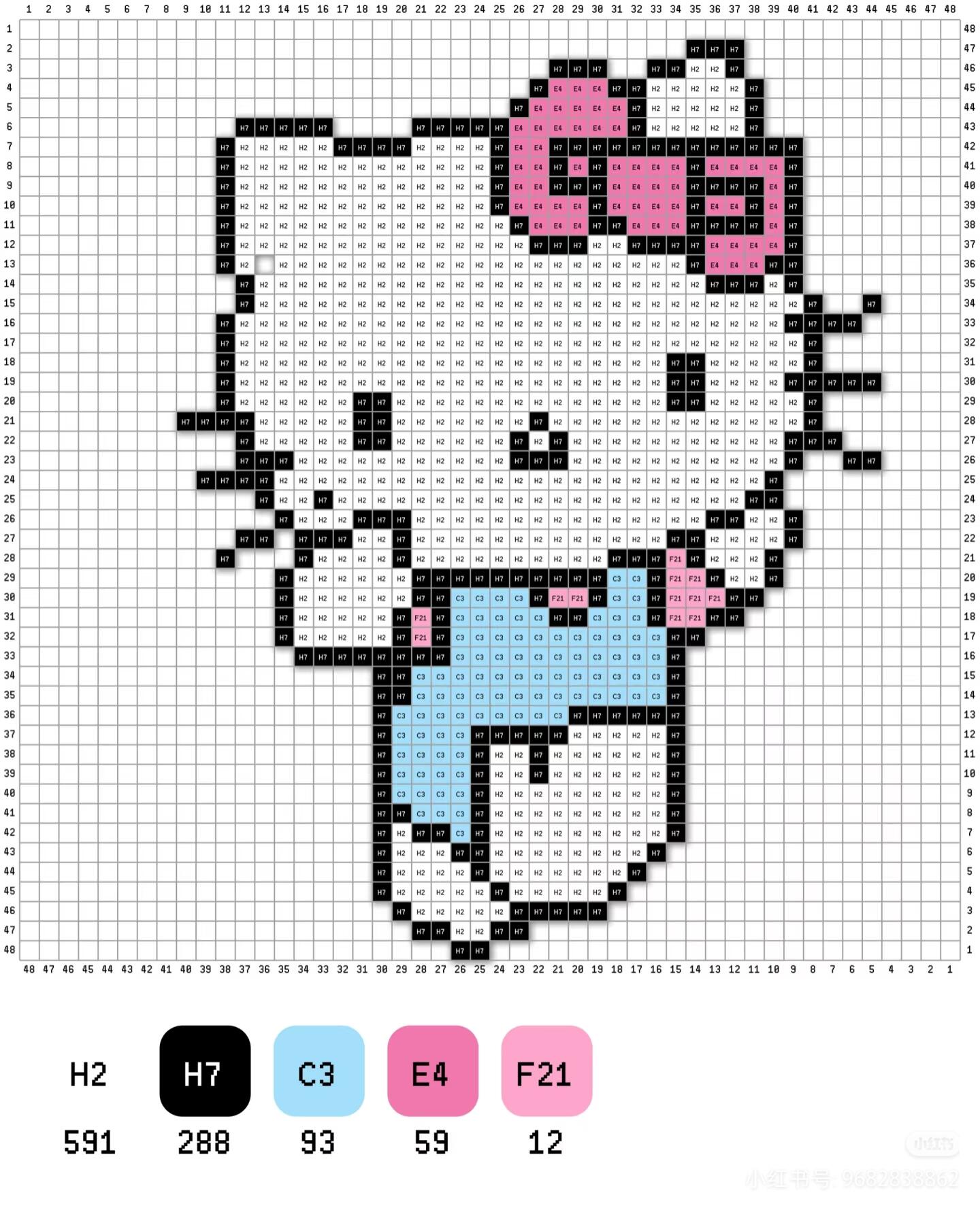 hellokitty拼豆图纸可自取第4张,简单又好看,可保存 hellokitty拼豆图纸可自取第4张,简单又好看,可保存