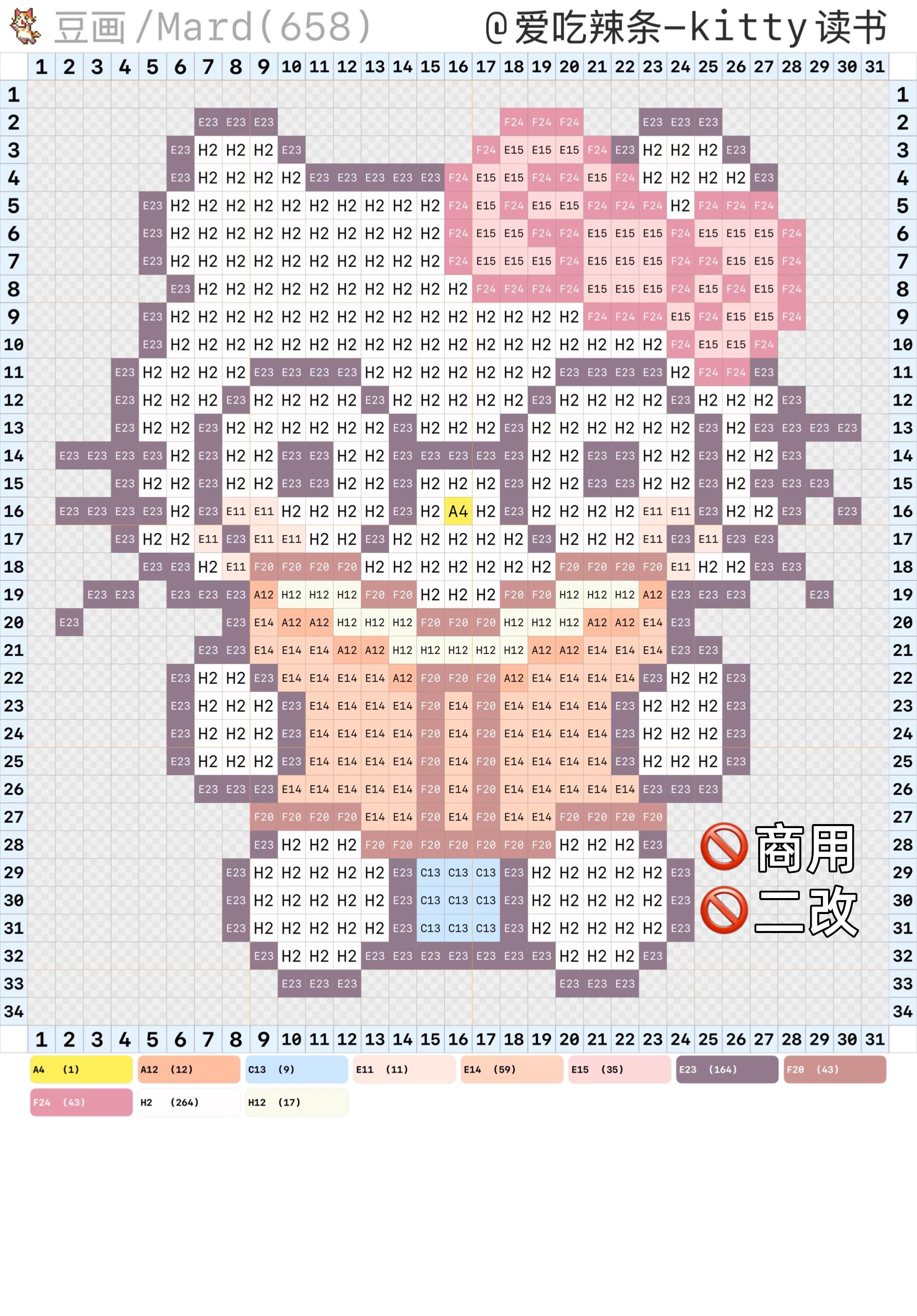 hellokitty拼豆图纸可自取第1452张,简单又好看,可保存 hellokitty拼豆图纸可自取第1452张,简单又好看,可保存