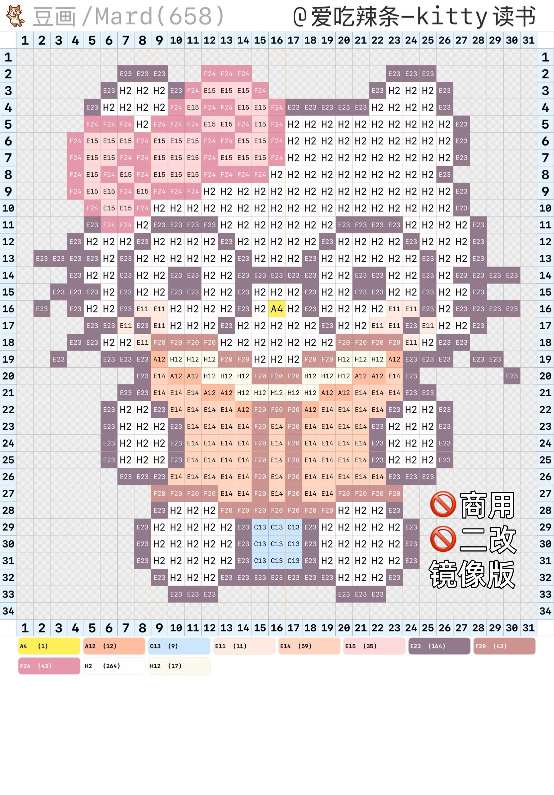 hellokitty拼豆图纸可自取第1453张,简单又好看,可保存 hellokitty拼豆图纸可自取第1453张,简单又好看,可保存